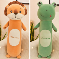 可爱小兔子抱枕长条枕毛绒玩具睡觉枕头床上公仔玩偶男女生日 (狮子+青蛙) 70厘米(收藏送便签小本本)