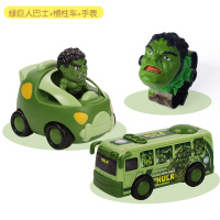 KT猫玩具宝宝儿童0-3工程车飞机卡通凯蒂猫惯性车男女孩玩具套装 绿巨人巴士+惯性车+翻盖手表