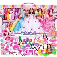 依甜娃娃套装女孩公主大礼盒洋娃娃婚纱衣服别墅城堡儿 65厘米礼盒L1款[6个公主] 眨眼+音乐+灯光12关节送298礼物