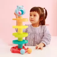 叠叠乐锻炼手眼协调玩具婴儿抓握训练早教滚滚球滑球塔1-3岁 小熊滑球塔