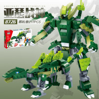 积木拼装玩具恐龙亚瑟战神变形机器人男孩金刚智力儿童6-10岁 8726绿色亚瑟战神217片