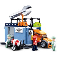 小鲁班积木玩具儿童拼插装汽车服务中心模型男女孩子5-6-7岁 汽车维修店