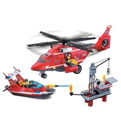 启蒙拼装积木 模拟城市系列消防大队 拼插塑料儿童学习智力玩具 海空救援队