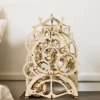 若态3D立体木质拼装 科普机械传动创意模型 复古放映机火车头飞艇 时之恒摆钟