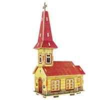 若态科技3d立体拼图模型世界风情木质diy小屋儿童女孩 挪威教堂