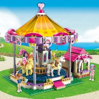 启蒙拼装积木女孩系列 度假小镇假日别墅水族馆旋转木马 6-12玩具 梦幻旋转木马