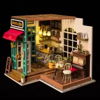 若态3D立体拼图拼装建筑模型手工DIY小屋 生日创意木质花房 西蒙的时光咖啡馆(送工具7件套+防护罩)