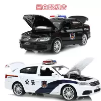 嘉业合金车模型1:32仿真小汽车大众朗逸警车回力甲壳虫玩具警察车 黑白警车组合32312黑+白
