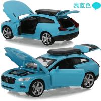 合金车模型1:32仿真小汽车沃尔沃回力3-12岁金属儿童玩具开声光 浅蓝色