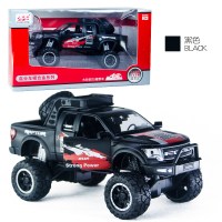 仿真合金车模型吉普皮卡车越野车大G模型金属汽车模型3-9男孩玩具 32277黑色+送电池+路标+螺丝刀+人偶