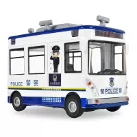 流动警务室儿童玩具警车合金小汽车模型警察巡逻亭声光回力车金属 礼盒装白蓝