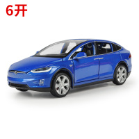 仿真特斯拉合金小汽车模型车儿童玩具车MODEL X回力车开 MODELX-蓝[简装]