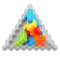 六面儿童专注力思维训练金字塔拼插高难度拼装玩具6周岁以上积木 灰底座金字塔约200粒豪装+2本说明书