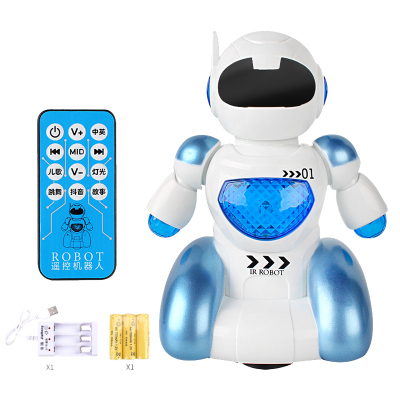 儿童多功能遥控机器人早教机电动故事机陪伴宝宝2玩 多功能早教机器人[遥控-灯光-歌曲-故事-英语]3电池+1充 官方标配