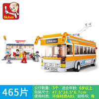 兼容乐高城市系列儿童汽车巴士拼装小颗粒积木男孩子玩具力 电车巴士