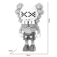 钻石微型小颗粒拼装积木成人潮牌玩具芝麻街kaws x kwas兼容乐高 中号KAWS灰色