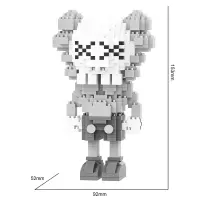 钻石微型小颗粒拼装积木成人潮牌玩具芝麻街kaws x kwas兼容乐高 中号KAWS灰色