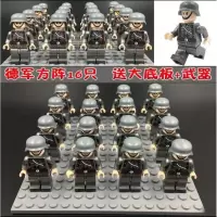 兼容乐高积木人仔迷彩战狼战队行动军事系列恐怖分子拼装积木玩具 灰色德军16送底板武器