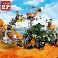 启蒙积木 1712 战地系列 拼装模型 儿童玩具军工维修厂