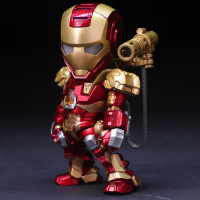 钢铁侠手办反浩克装甲机甲模型复联4公仔玩偶玩具发光车载摆件 金红色武装I款15cm 9-18cm