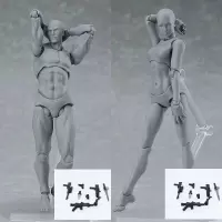 figma素体手办人体模型人偶参考绘画工具画画美术漫画男女国产 2.0灰色男女带武器 国产