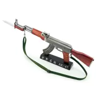 1:2.05升级AK47突击合金模型玩具 军事收藏礼品模金属可拆卸拼装不可发射 升级木纹版AK47枪色