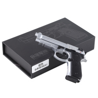 1:2.05 M1911柯尔特玩具金属模型 合金模军事收藏礼品 可拆卸可 合金精工抛壳M92A1银色14.5厘米5颗弹模