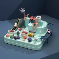 抖音同款多功能汽车闯关大冒险马卡龙色儿童创意滑行轨道玩具