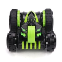 儿童遥控汽车玩具越野车充电动翻斗翻滚车特技车男孩玩具车1-6岁 艾克尔[绿] 两组电池