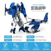 儿童男孩合金变形玩具五合一金刚合体正版模型汽车机器人摩托警车 警察-玄铁战甲-直升机(可变换2种造型)