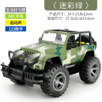 男孩大号惯性越野车玩具儿童音乐早教玩具吉普汽车模型生日 迷彩绿越野车(带声光可开车门)