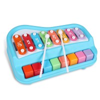 儿童玩具0-1岁八音手敲琴击打乐器8个月幼儿童音乐早教玩具琴 8音阶童趣敲敲琴1502-蓝色