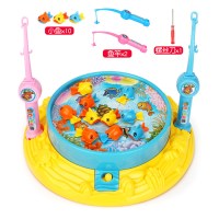 儿童钓鱼玩具池套装磁性2岁宝宝小猫钓鱼戏水玩具1-3岁男女孩 蓝色中号圆盘(可加水磁性旋转)钓鱼台(10鱼+2竿)