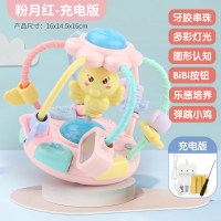 婴儿玩具1岁宝宝启蒙音乐手摇铃6-12个月幼儿3玩具9生日 牙胶音乐手抓球粉[充电版+螺丝刀]