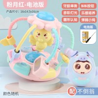 婴儿玩具1岁宝宝启蒙音乐手摇铃6-12个月幼儿3玩具9生日 牙胶音乐手抓球粉[配电池螺丝刀+小猪不倒翁]