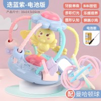 婴儿玩具1岁宝宝启蒙音乐手摇铃6-12个月幼儿3玩具9生日 牙胶音乐手抓球蓝[配电池螺丝刀+曼哈顿球]