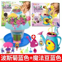 亿奇梦幻花园女孩种植物魔幻小盆栽景手工diy魔法豆种子开花玩具 [梦幻花园]波斯菊蓝色+魔法豆蓝色
