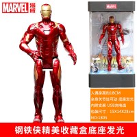 漫威复仇者联盟4钢铁侠蜘蛛侠美国队长发光收藏礼盒手办人偶玩具3 钢铁侠+精美发光收藏盒 送Q版英雄