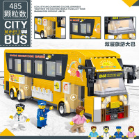 城市公交汽车伦敦双层观光巴士校车拼插积木模型大巴车兼容乐高 QL0951双层旅游巴士485粒