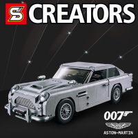 老爷车积木模型卡特汉姆边三轮摩托车杜卡迪庞巴迪小绵羊兼容乐高 1171阿斯顿007车长34CM1314粒