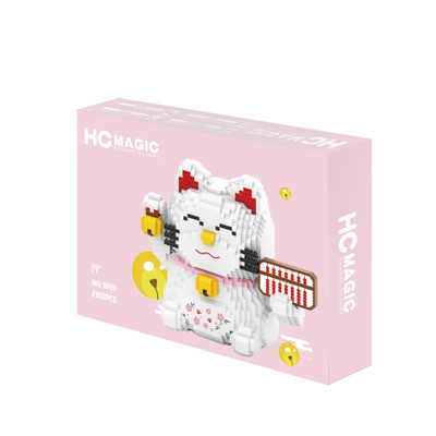 HC1019-1020积木钻石颗粒拼装休闲玩具猫存钱罐兼容乐高 HC-1019算盘猫
