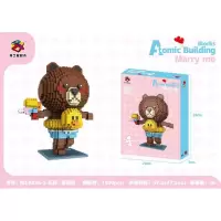 拼之星8836-3布朗熊8836-4兔新娘微钻小颗粒积木拼装玩具情侣 8836-5