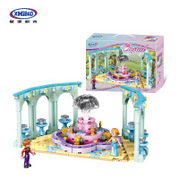 星堡 公主城堡花园马车系列拼装启蒙拼插小颗粒积木玩具套装 12023皇家喷泉