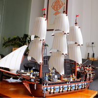 兼容楽高加勒比海盗船飞翔的荷兰人号高难度拼装积木瓶中船模型 -升级版♠帝国战舰