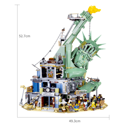 兼容楽高街景系列末日堡废墟倒塌自由女神高难度拼装积木玩具模型 [升级版]末日堡垒无分包