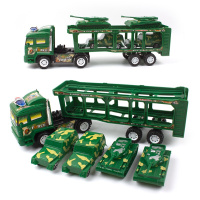 大号惯性货柜车双层运输拖车平板集装箱卡车模型仿真男孩玩具车 9368军事拖车