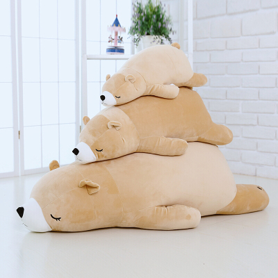 北极熊趴趴熊公仔抱枕毛绒玩具娃娃女生床上超软睡觉可爱懒号 北极熊[棕色] 55厘米