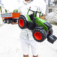 遥控儿童拖拉机拖车农夫车超大号工程车翻斗车男孩玩具电动 拖拉机+拖车 大容量电池更耐玩