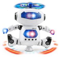 乐州儿童智能机器人玩具电动跳舞旋转音乐玩具 儿童节开学季 劲风炫舞者-白色