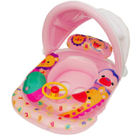 游泳辅助用品母子有遮阳蓬儿童充气游泳圈夏天卡通游泳圈儿童少儿游泳圈游泳辅助用品母子有遮阳蓬 有蓬小鸟座圈粉色
